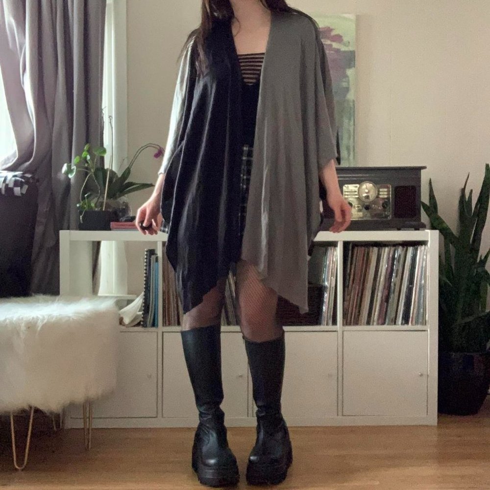 Multi toned monochrome stripe cape